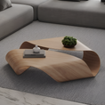 Load image into Gallery viewer, sculptural coffee table in oak wood finish, organic shape