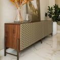 Load image into Gallery viewer, A sideboard with a smooth, lacquered finish and wood finish with four doors