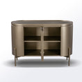 Load image into Gallery viewer, Bronze-colored oval cabinet on a white background