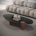Load image into Gallery viewer, Modern living room with a gray sofa and black marble coffee table.