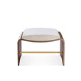 Load image into Gallery viewer, Modern stool with white cushioned seat and wooden frame on a white background