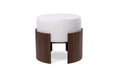 Load image into Gallery viewer, ottoman with white cushioned top and wooden base on a white background