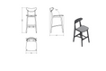 Load image into Gallery viewer, Line drawings of different types of chairs with dimensions on a white background