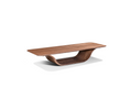 Load image into Gallery viewer, A modern curved wooden coffee table with a smooth wood finish.