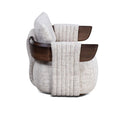 Load image into Gallery viewer, Textured armchair with wooden handles on a white background