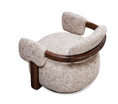 Load image into Gallery viewer, Modern armchair with wooden armrests on a white background