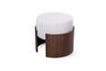 Load image into Gallery viewer, modern pouf walnut and white fabric in a white backgound