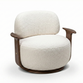 Load image into Gallery viewer, White upholstered chair with wooden frame on a white background