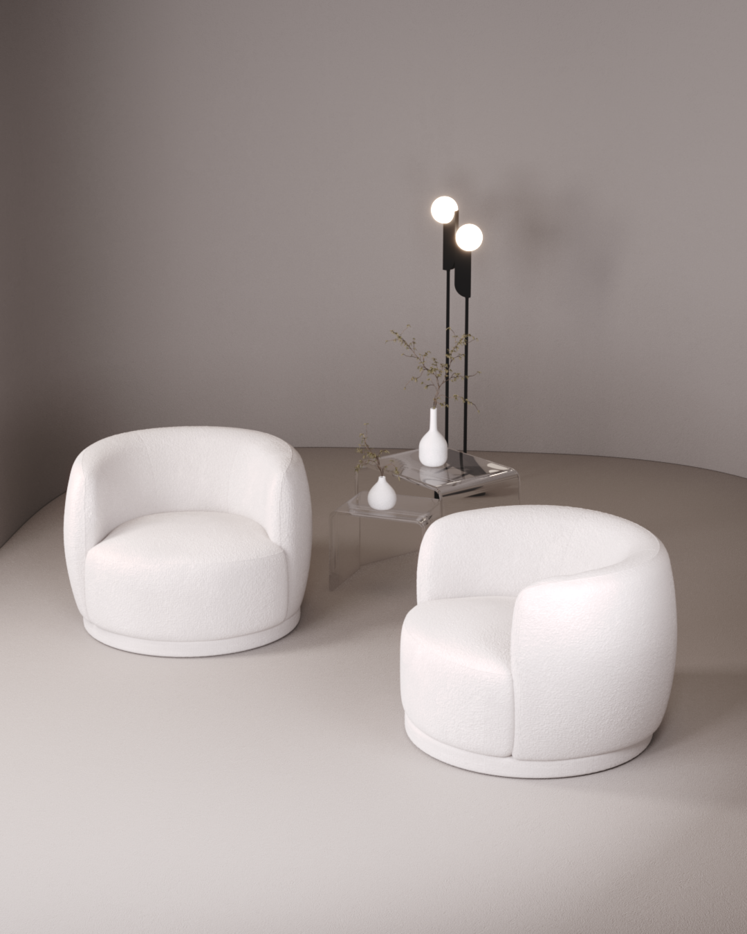 swivel armchair in a gray setting