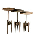 Load image into Gallery viewer, Set of three round side tables with unique legs on a white background
