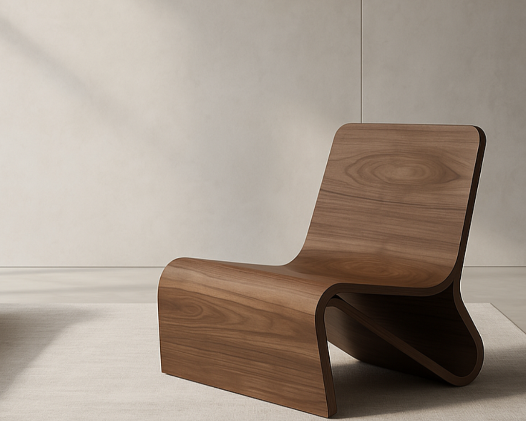 Wooden armchair on a neutral background