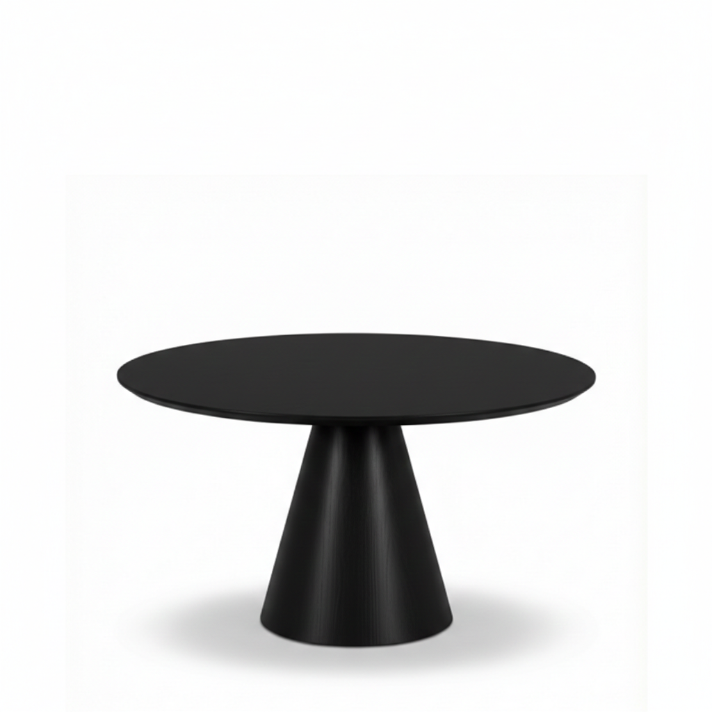 Cone Dining Table 63" in Black Oak + Sintered stone Cold Jade Lazy Susan