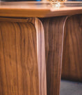 Load image into Gallery viewer, Close-up of emma wooden dining table with a glass top

