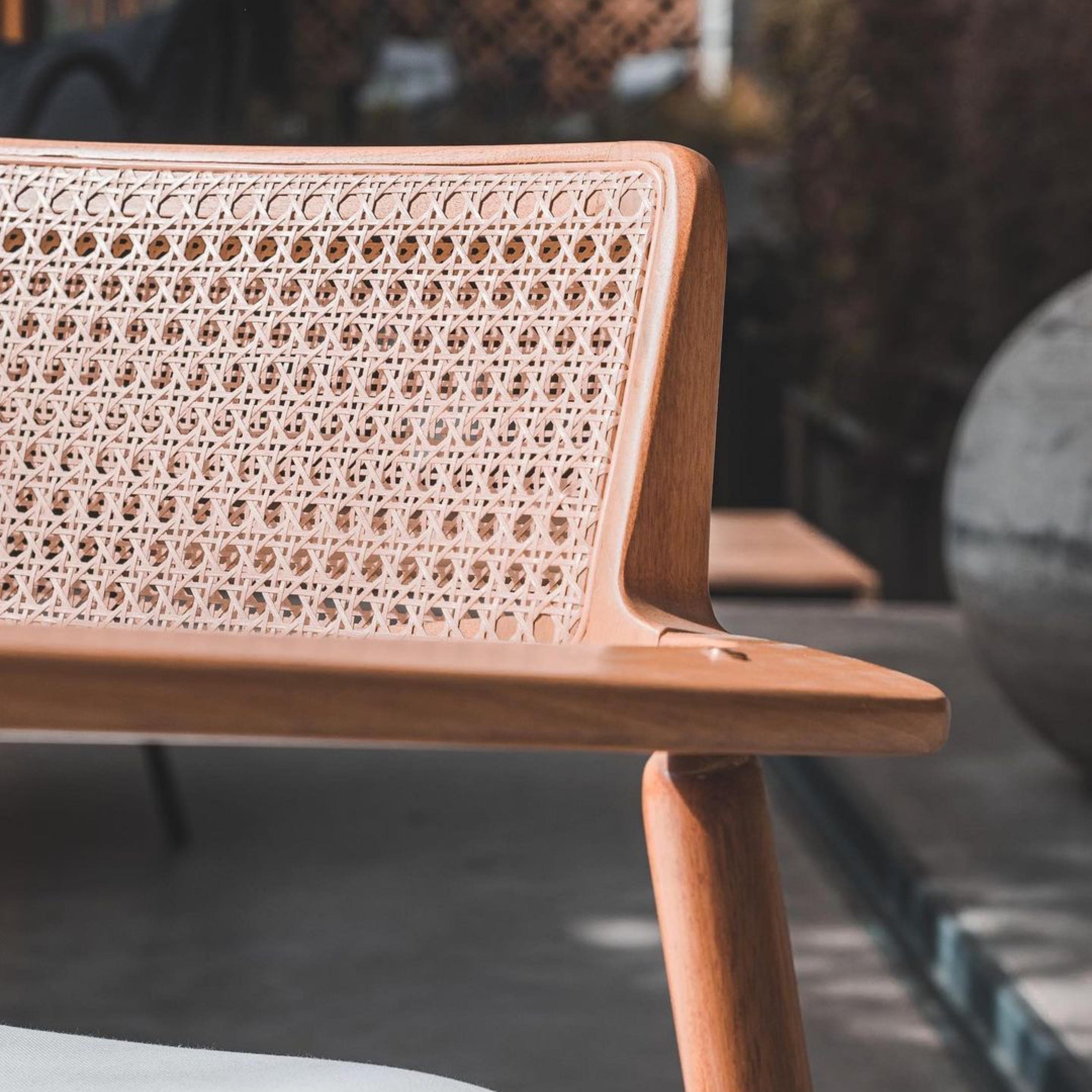 wood armchair with cane detail 