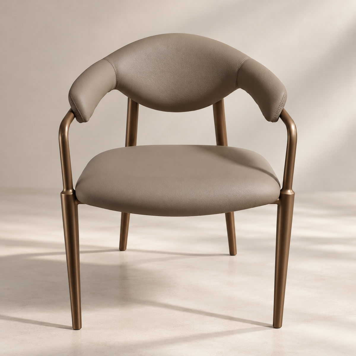 Astrid Dining Chair in Avela Leather and Still metal