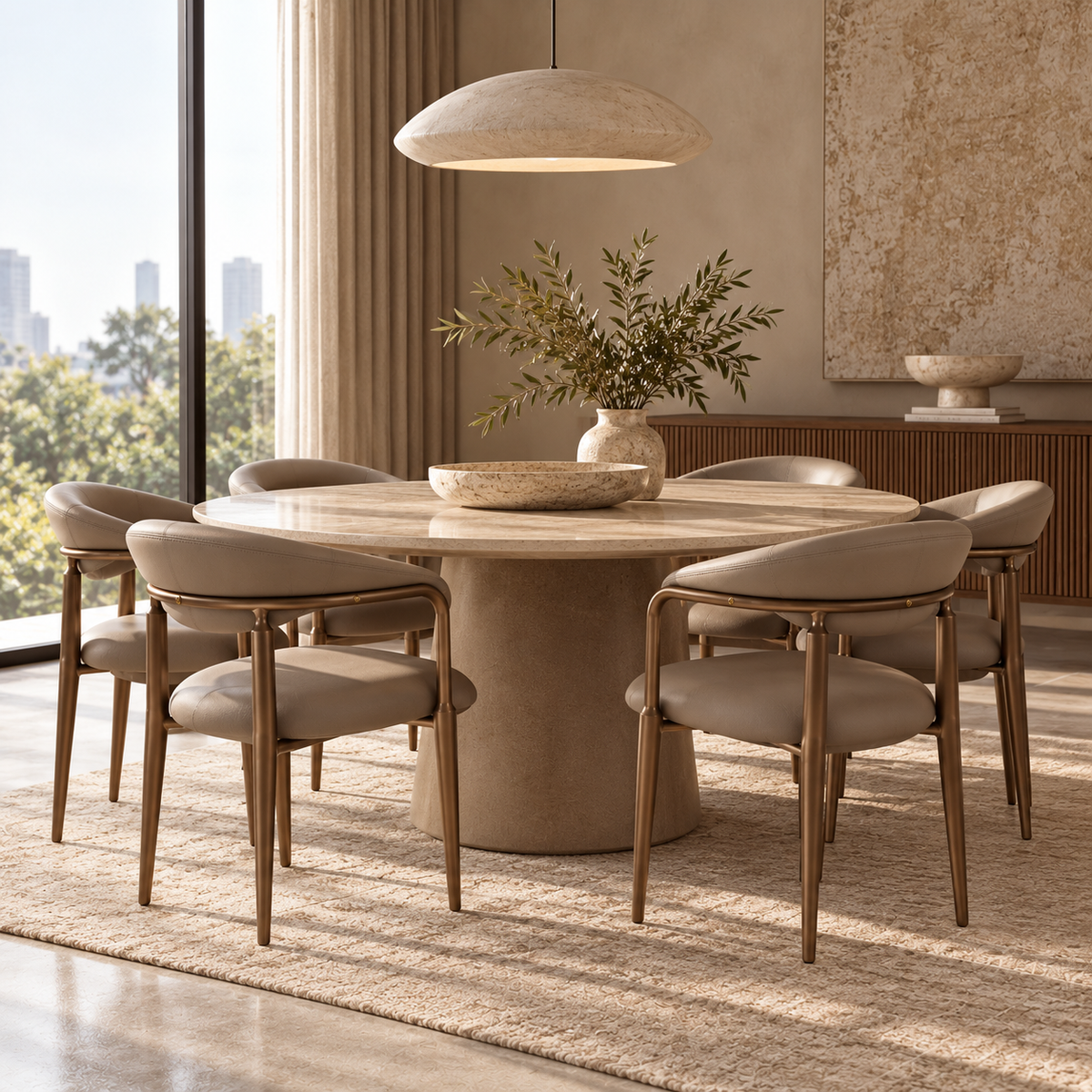 Astrid Dining Chair in Avela Leather and Still metal