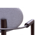 Load image into Gallery viewer, Close-up of a stool with a gray cushioned backrest and metal armrest on a white background
