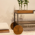 Load image into Gallery viewer, Wooden bar cart with plants on a neutral background
