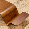 Load image into Gallery viewer, Wooden coffee table with a wavy design on a stone floor
