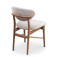 Load image into Gallery viewer, Chair with wooden frame and white cushion on a white background
