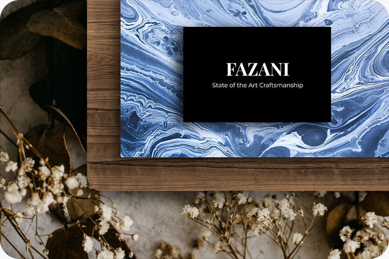 Fazani material and finish samples for trade projects