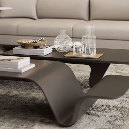 modern designer coffee table, gray finish