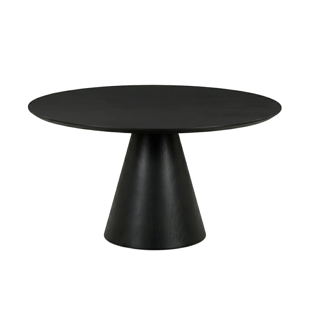 Black round table on a white background
