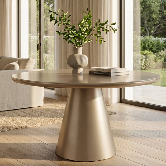 Table à manger Cone 160 cm en chêne noir + plateau tournant Cold Jade en pierre frittée