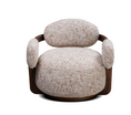 Load image into Gallery viewer, Textured armchair with wooden accents on a white background
