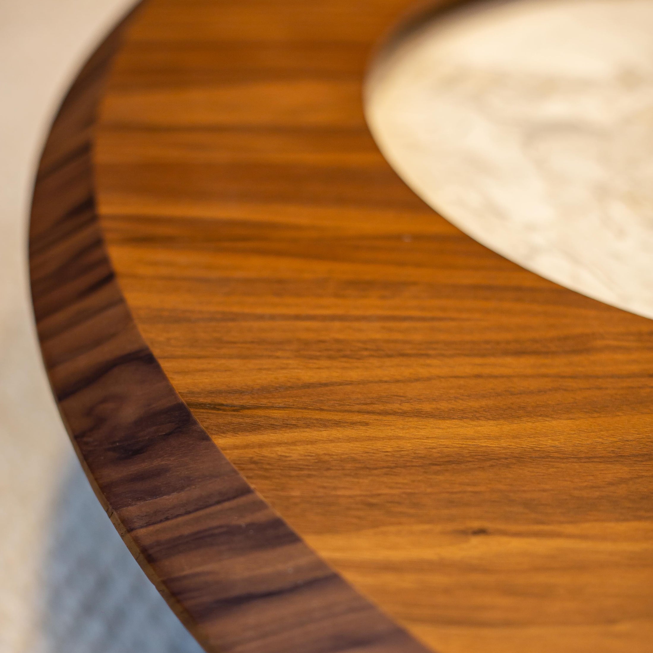 Close-up of a wooden surface with a textured edge