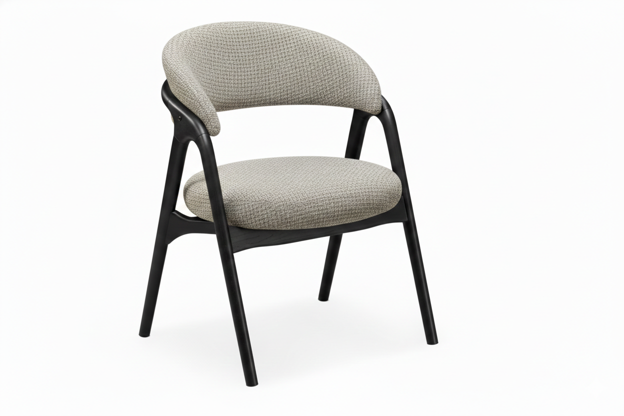 Heritage Dining Chair in Black Wood and Fabric 145