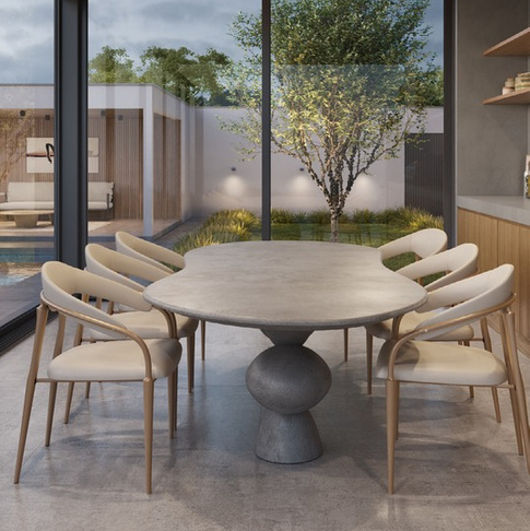 Astrid Dining Chair in Avela Leather and Still metal