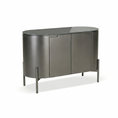 Load image into Gallery viewer, Modern gray sideboard with curved design on a white background
