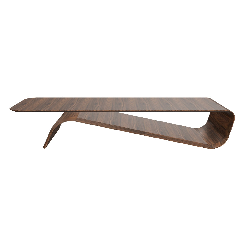 modern bent wood walnut coffee table