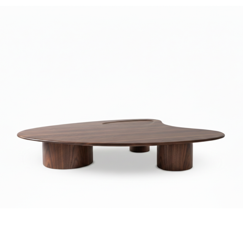 Wooden coffee table on a white background
