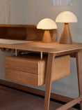 Charger l'image dans la visionneuse de la galerie, Wooden desk with two table lamps on a neutral background
